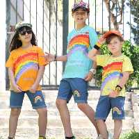 ست تیشرت شلوارک اسپرت طرح رنگین کمان