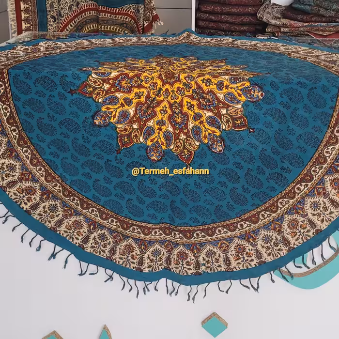 سفره قلمکاری  ترنج  پسته ای گرد 