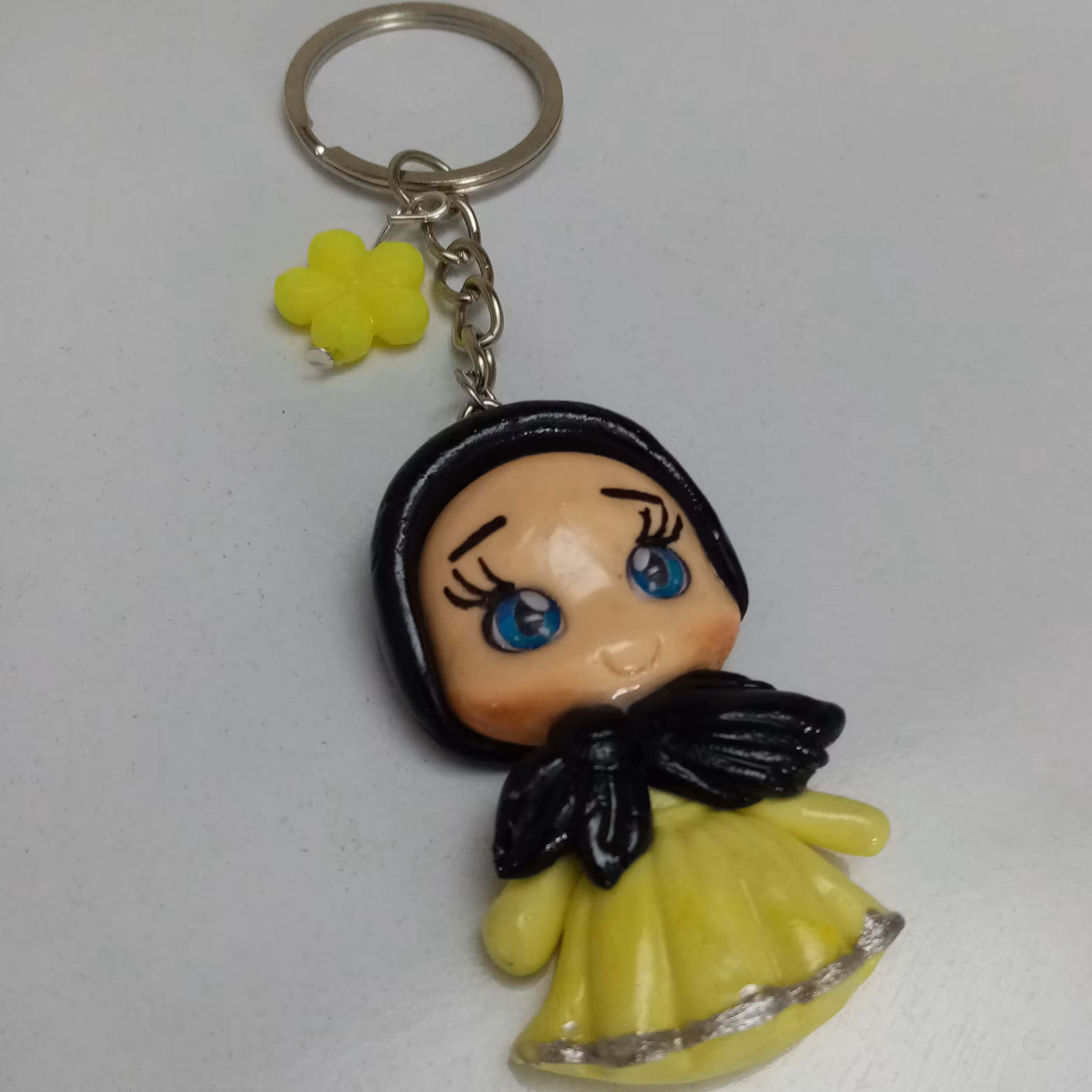 آویز کیف مدرسه جاکلیدی فانتزی با پیکسل حجاب عروسک خمیری نشکن