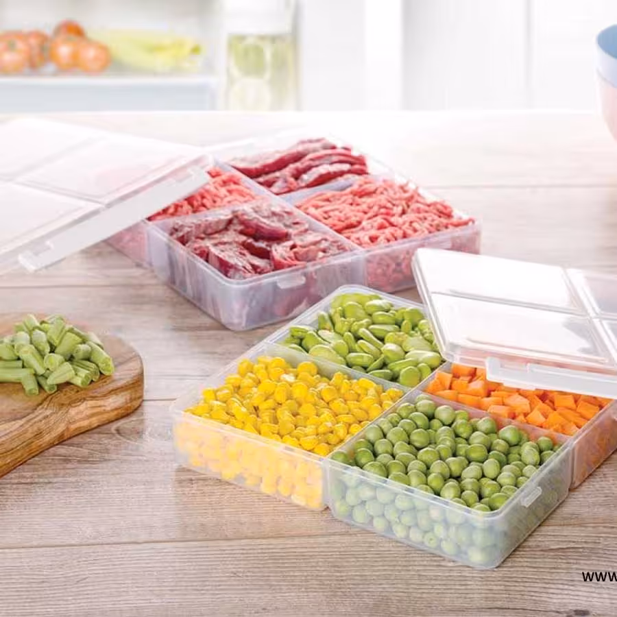 ظرف فریزری چهار خانه بزرگ لیمون(الوان)دوقفل