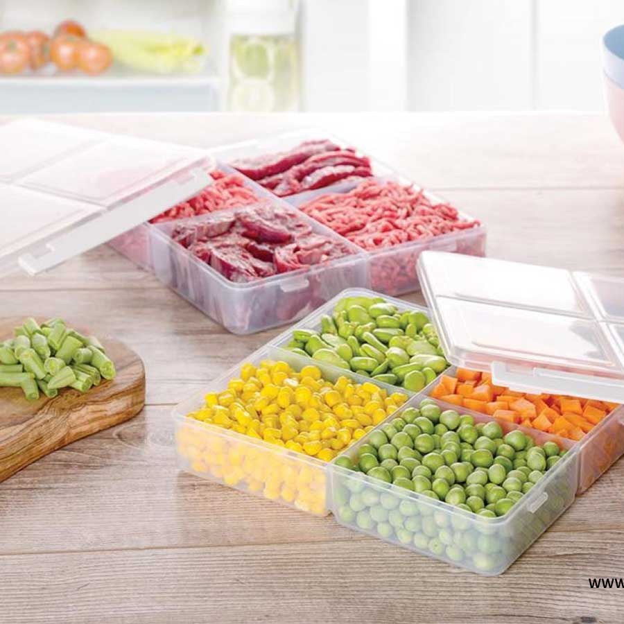 ظرف فریزری چهار خانه بزرگ لیمون(الوان)دوقفل