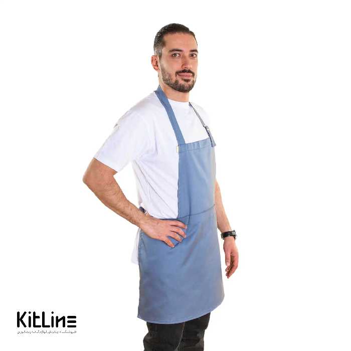 پیشبند ترگال کجراه طوسی آبی پوشاکو