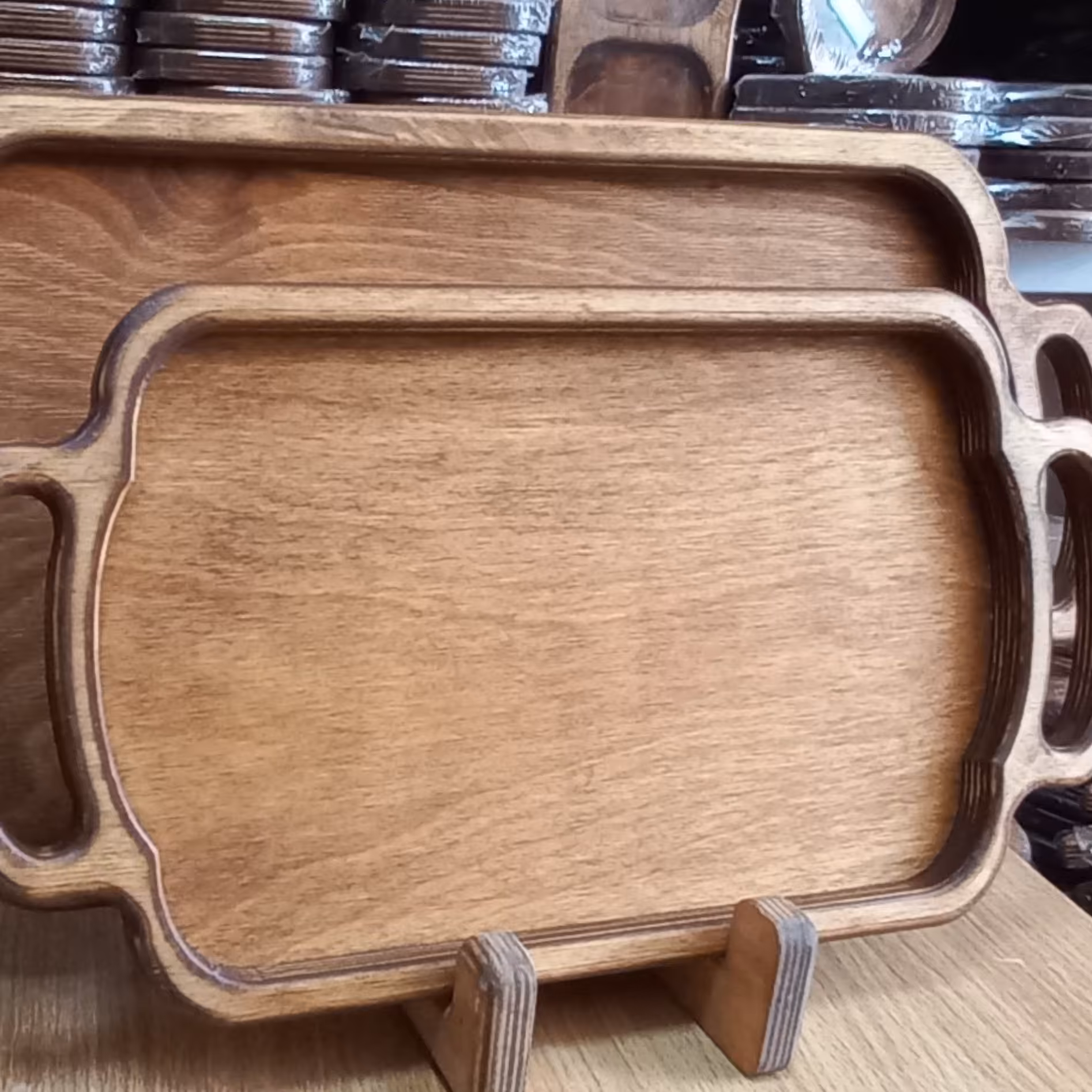 سینی چوبی دسته سر خود