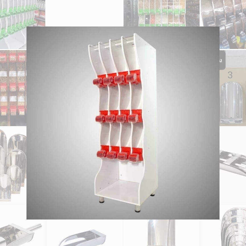 استند 12 مخزنه حبوبات و خشکبار چوبی MDF  .کرایه وانت شهری به عهده مشتری( ارسال با  باربری بین شهری و پس کرایه ) می باشد