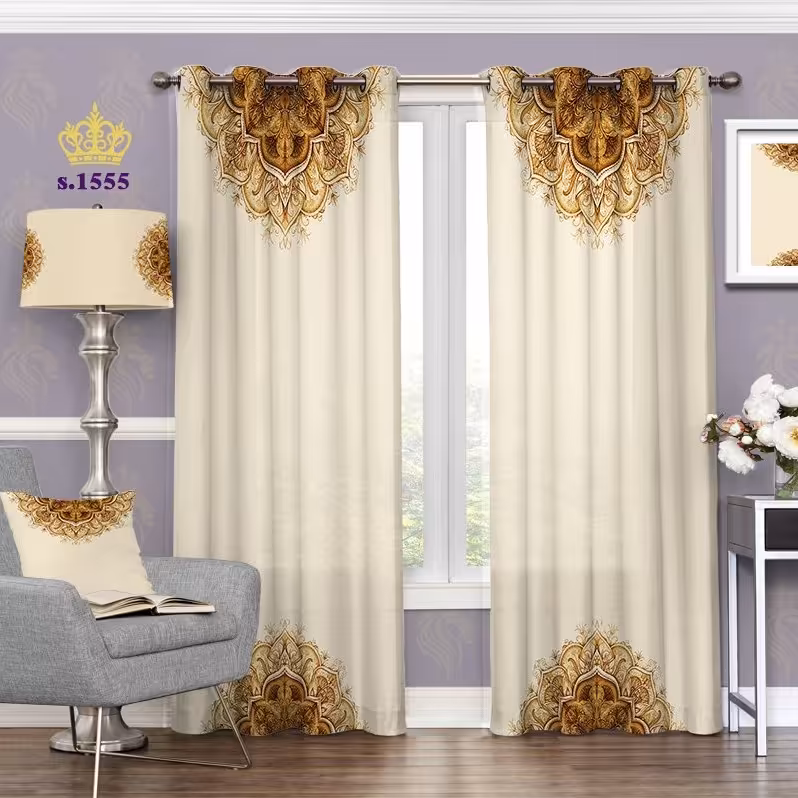 پرده پذیرایی دو قواره طرح اسلیمی کد S1555