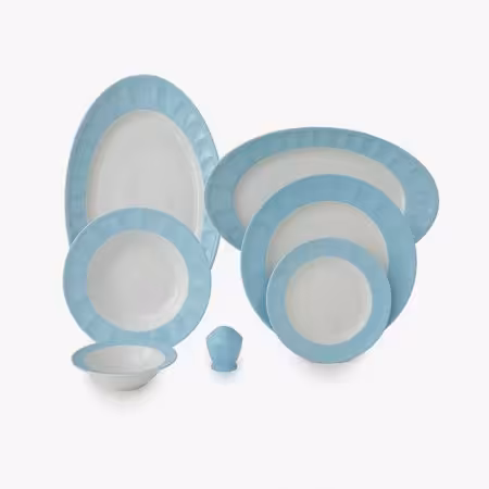 سرویس غذاخوری نئوکلاسیک پاستل آبی 29 پارچه چینی زرین