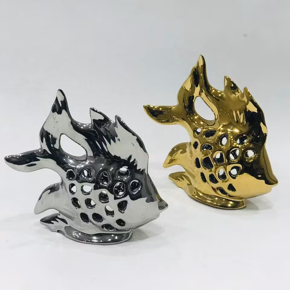 ماهی دکوری سرامیکی(یک عدد) آبکاری نقره ای یا طلایی