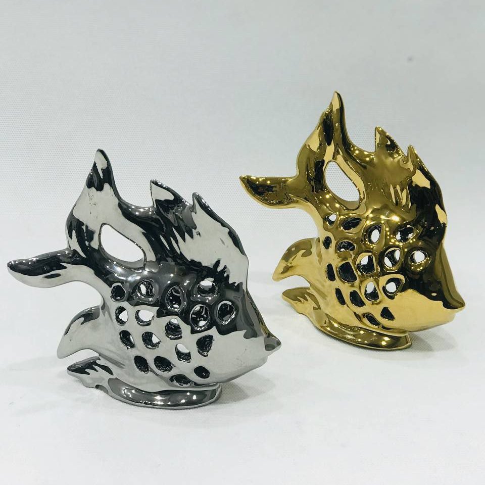 ماهی دکوری سرامیکی(یک عدد) آبکاری نقره ای یا طلایی