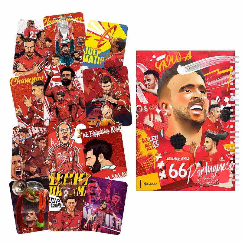 دفتر یادداشت  باژیکان طرح فوتبالی لیورپول کد 20111626 به همراه برچسب مجموعه 12 عددی