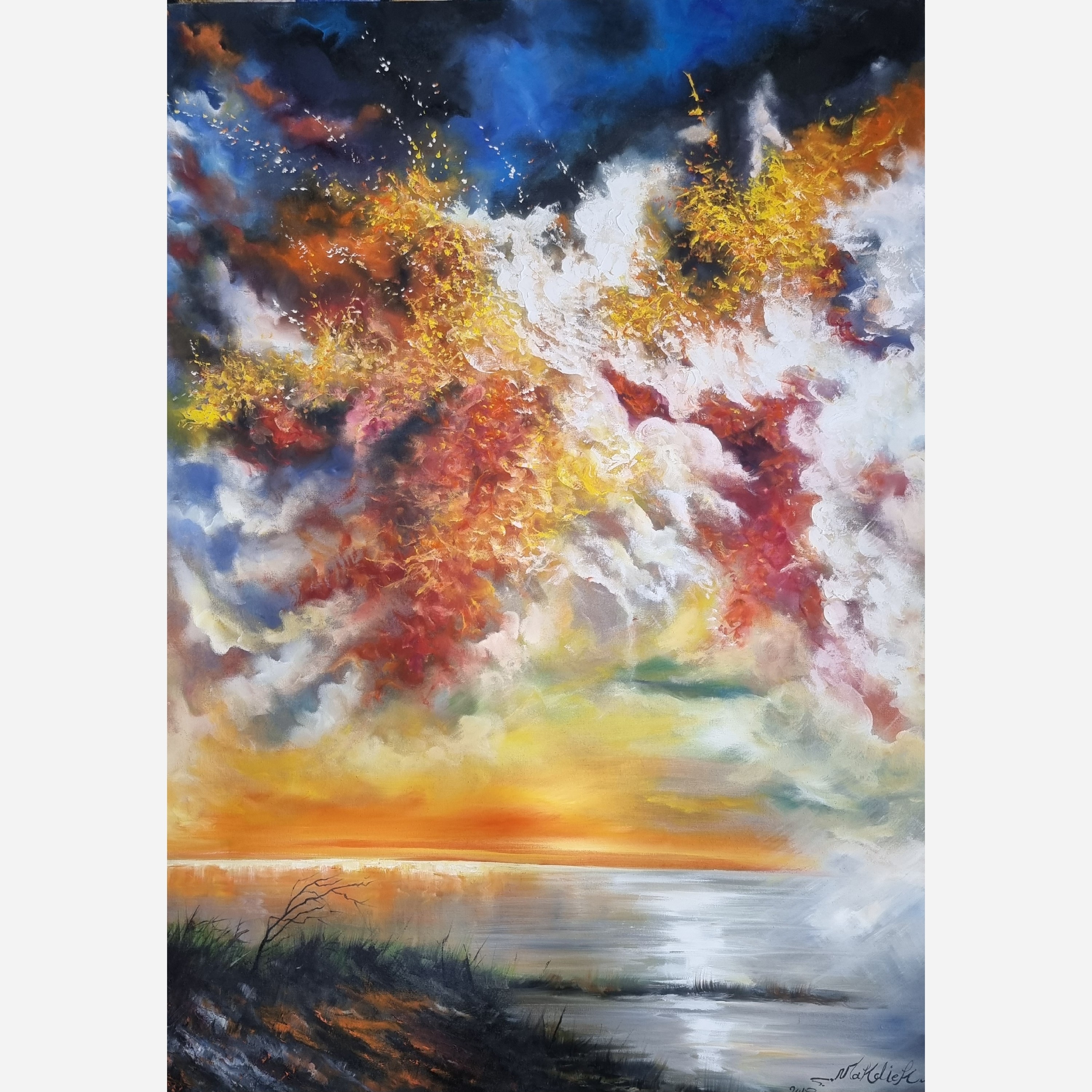 تابلو نقاشی  مدرن  کلاف پهن ابعاد 100 در 70 (پس کرایه)