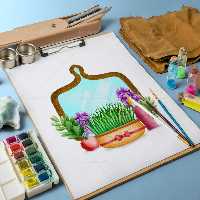 تصویرسازی سبزه، سنبل، سیب و آیینه | گرافیک با طعم تربچه