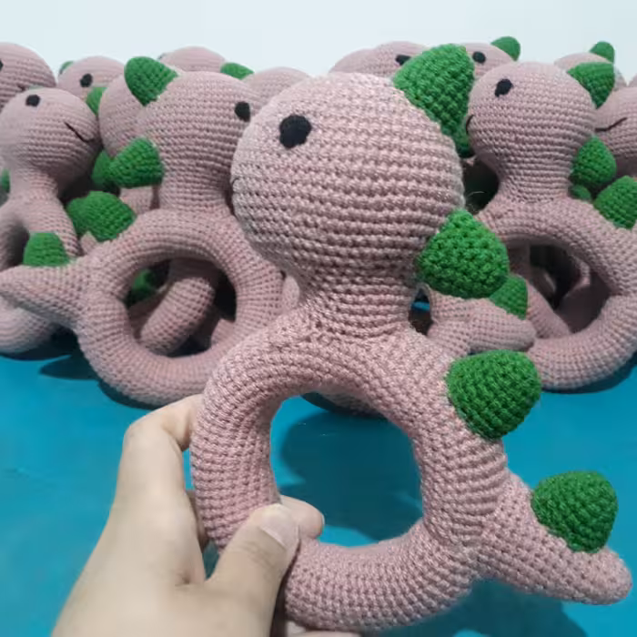 عروسک دستبافت دایناسور حلقه ای 