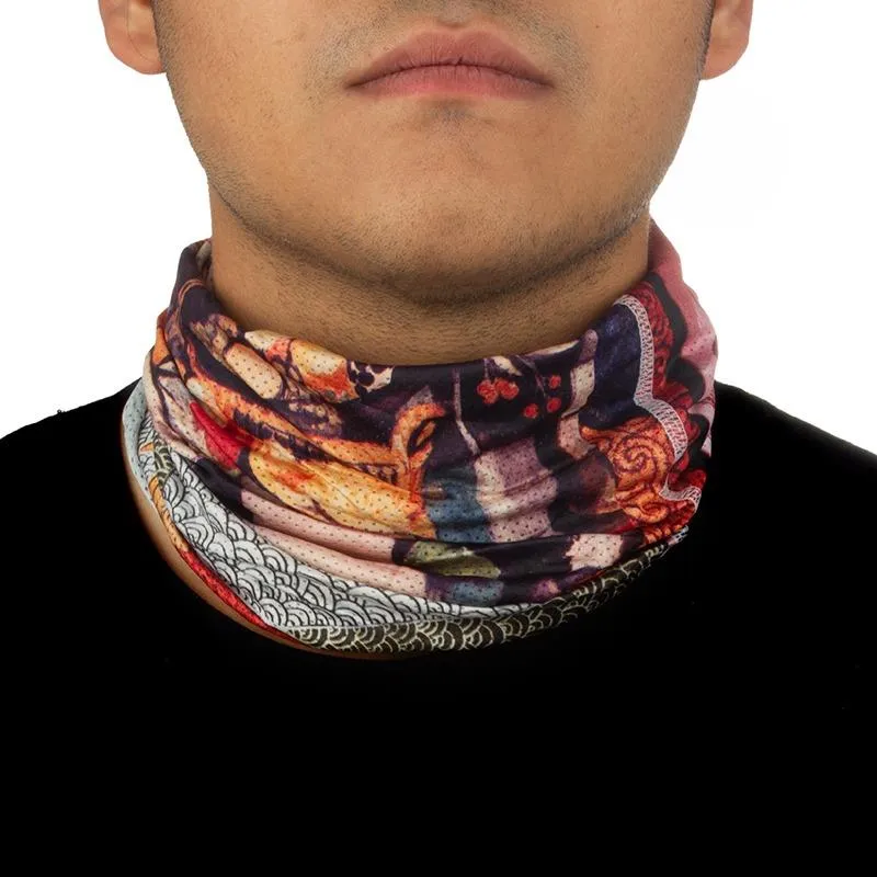 دستمال سر و گردن کوهنوردی اسکارف تابستانی طرحدار سوزنی هد گیر BRS ABS | صورتی/نارنجی