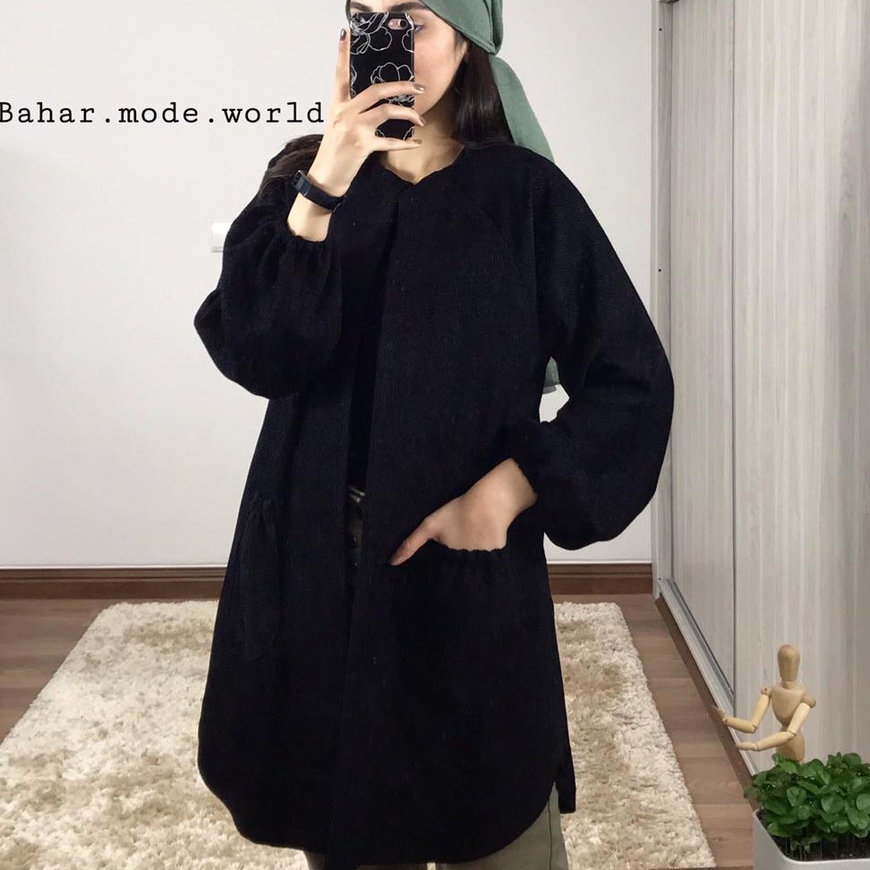 مانتومخمل کبریتی سوزنی خوش ایست، جیب دار قد85سایز36تا42