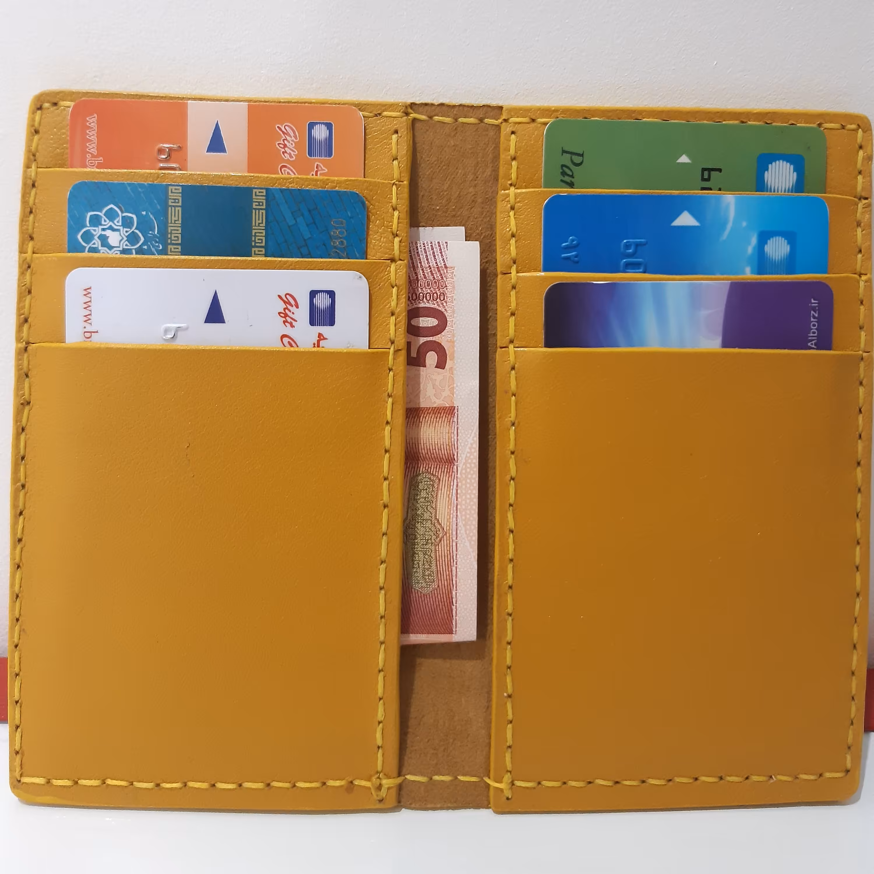 جاکارتی و جای پول چرم طبیعی دست دوز