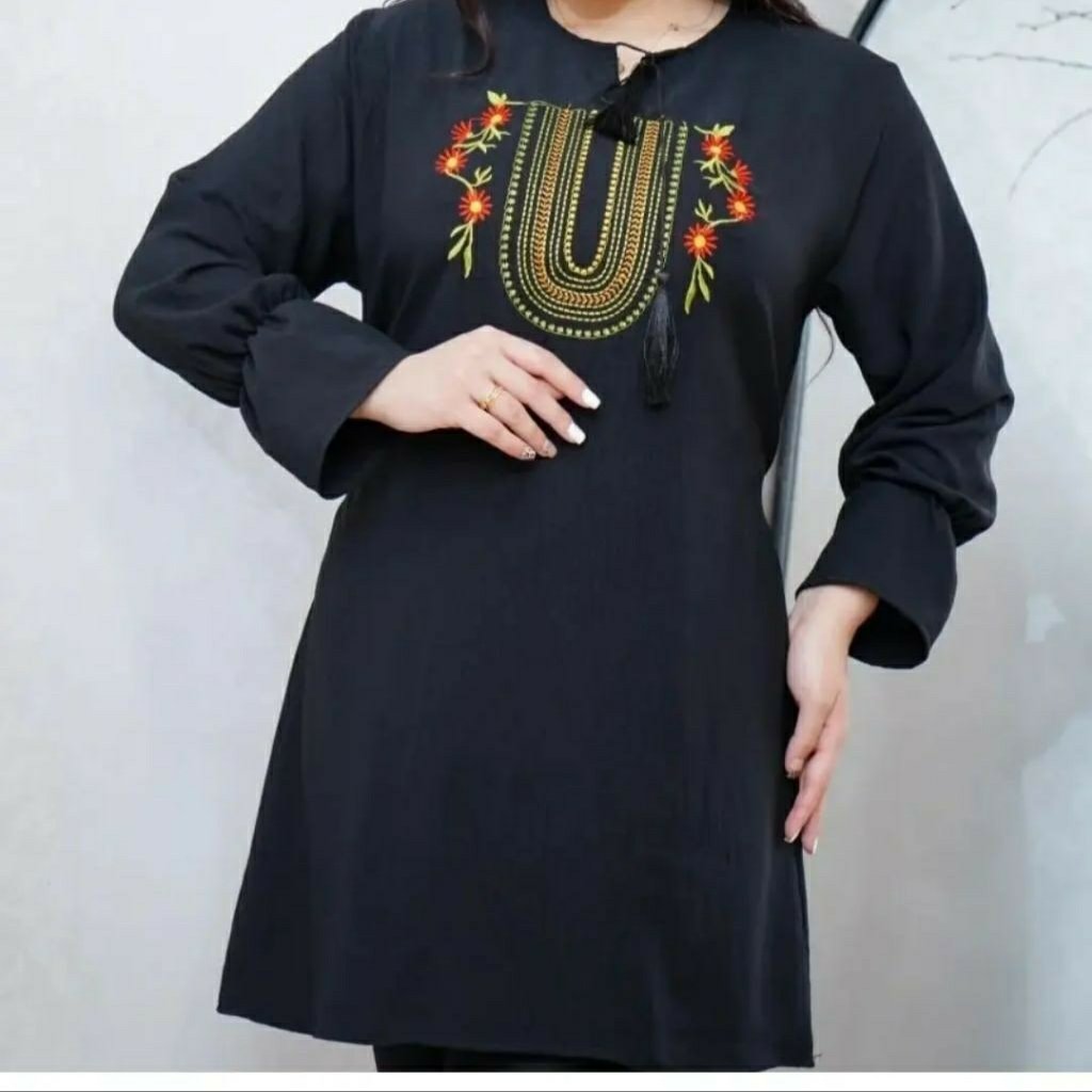 تونیک مانتویی جلو گلدوزی