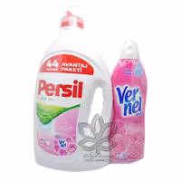 پک مایع لباسشویی 3 لیتر پرسیل و نرم کننده کنستانتره رایحه گل 960 میل ورنل - henkel