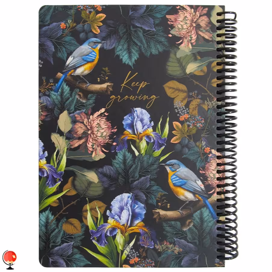 دفتر 100 برگ سیمی طرح گل و مرغ دات نوت