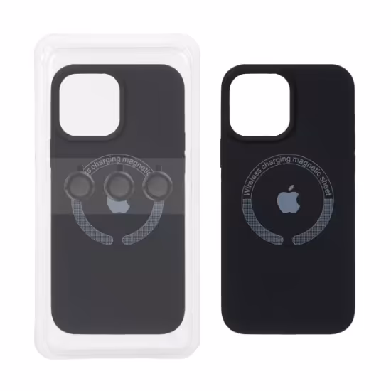 قاب گوشی سیلیکونی Magsafe با ست محافظ لنز رینگی برای iPhone 13 Pro Max