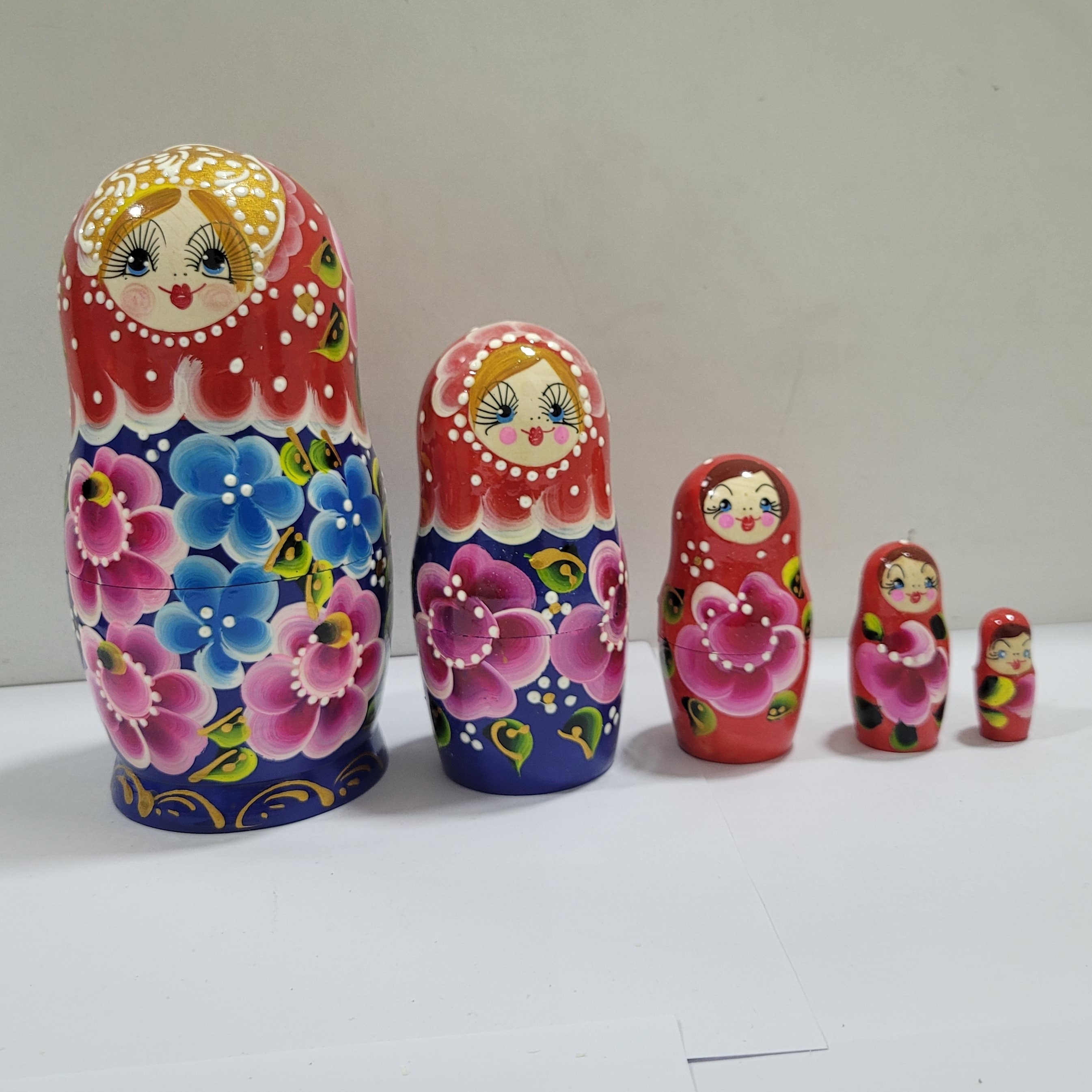 عروسک 5 تکه ماتریوشکا عروسک چوبی ماتروشکا روسی 16 سانتی