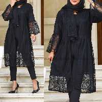 مانتو گیپور به همراه شال مشکی و محرمی