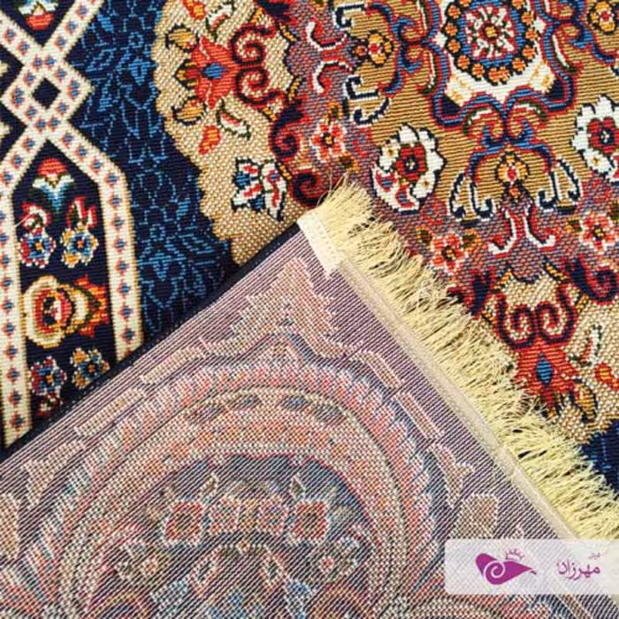 گلیم ماشینی 3 متری طرح هالیدی سرمه ای یک در سه