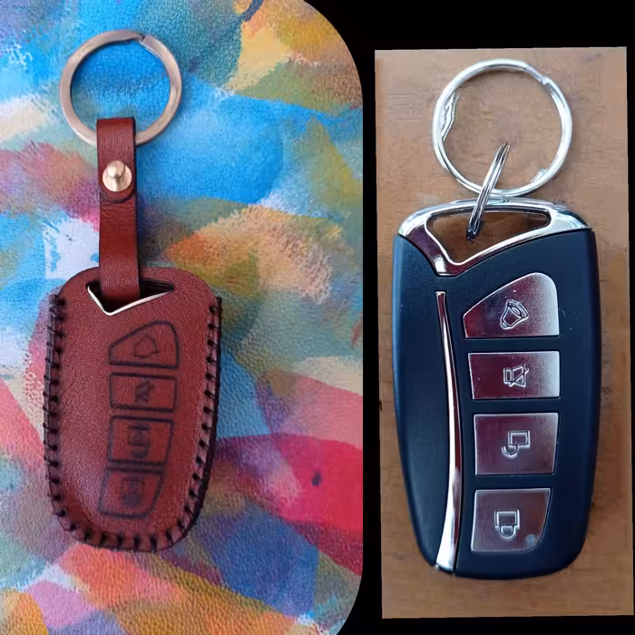 کاور چرمی ریموت دزدگیر  طراحی  چرم چکاوک قابل اجرا با چرم و رنگ دلخواه 