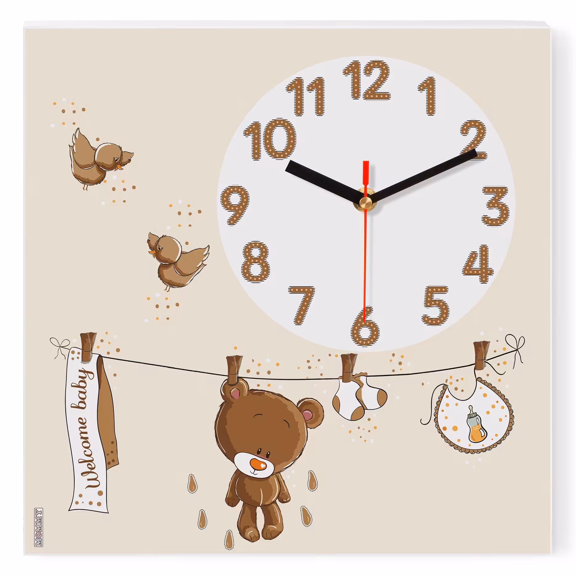 ساعت دیواری کودک MOMMY طرح خرس و بندرخت کد 3335