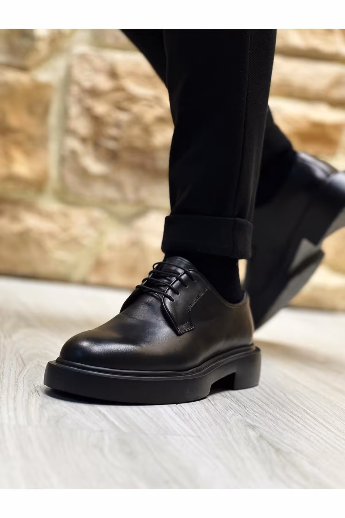 کفش های کژوال مشکی مردانه سیاه 3293 و سفید چرمی روزمره ByItallanoshoes
