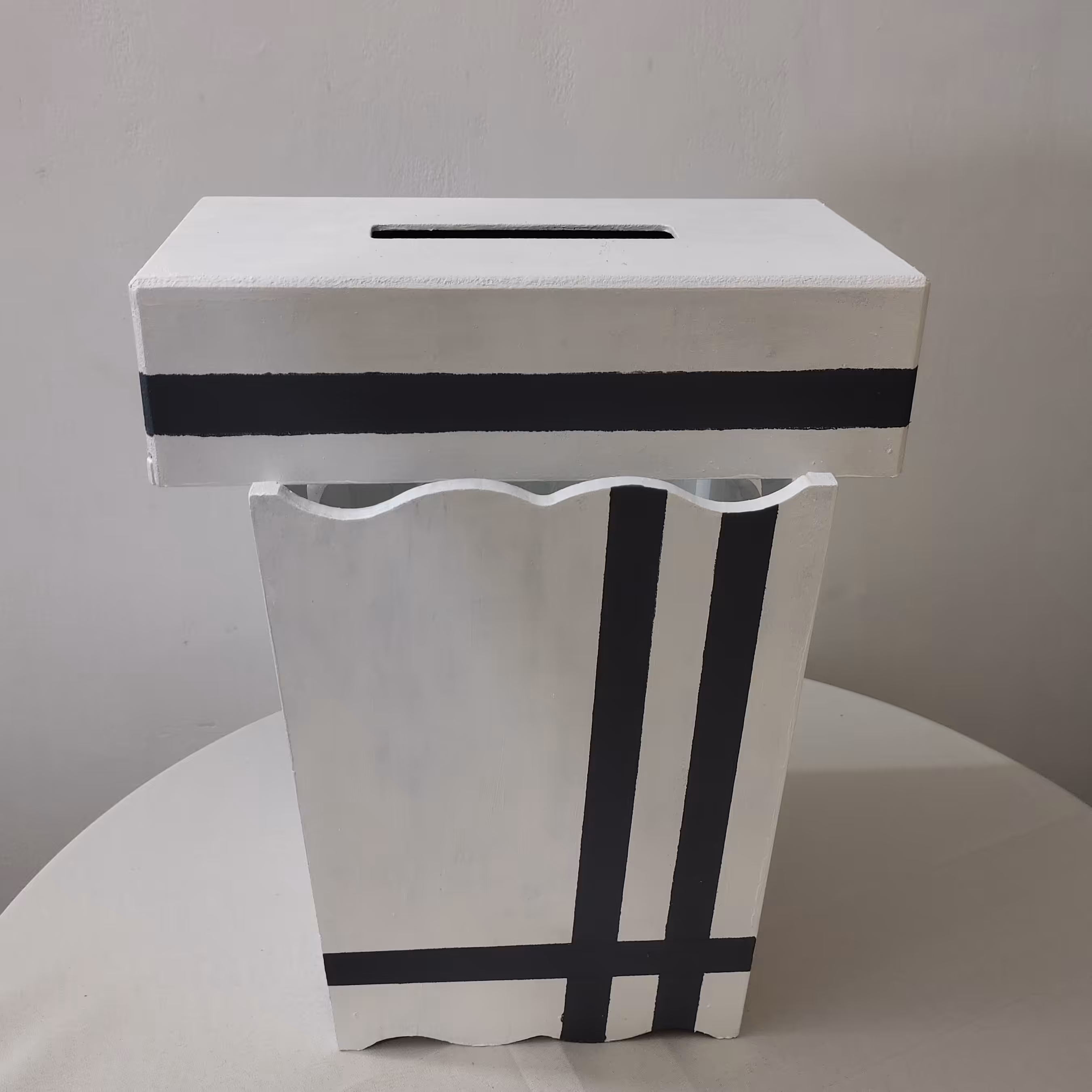 ست سطل اشغال و جا دستمال کاغذی سفید