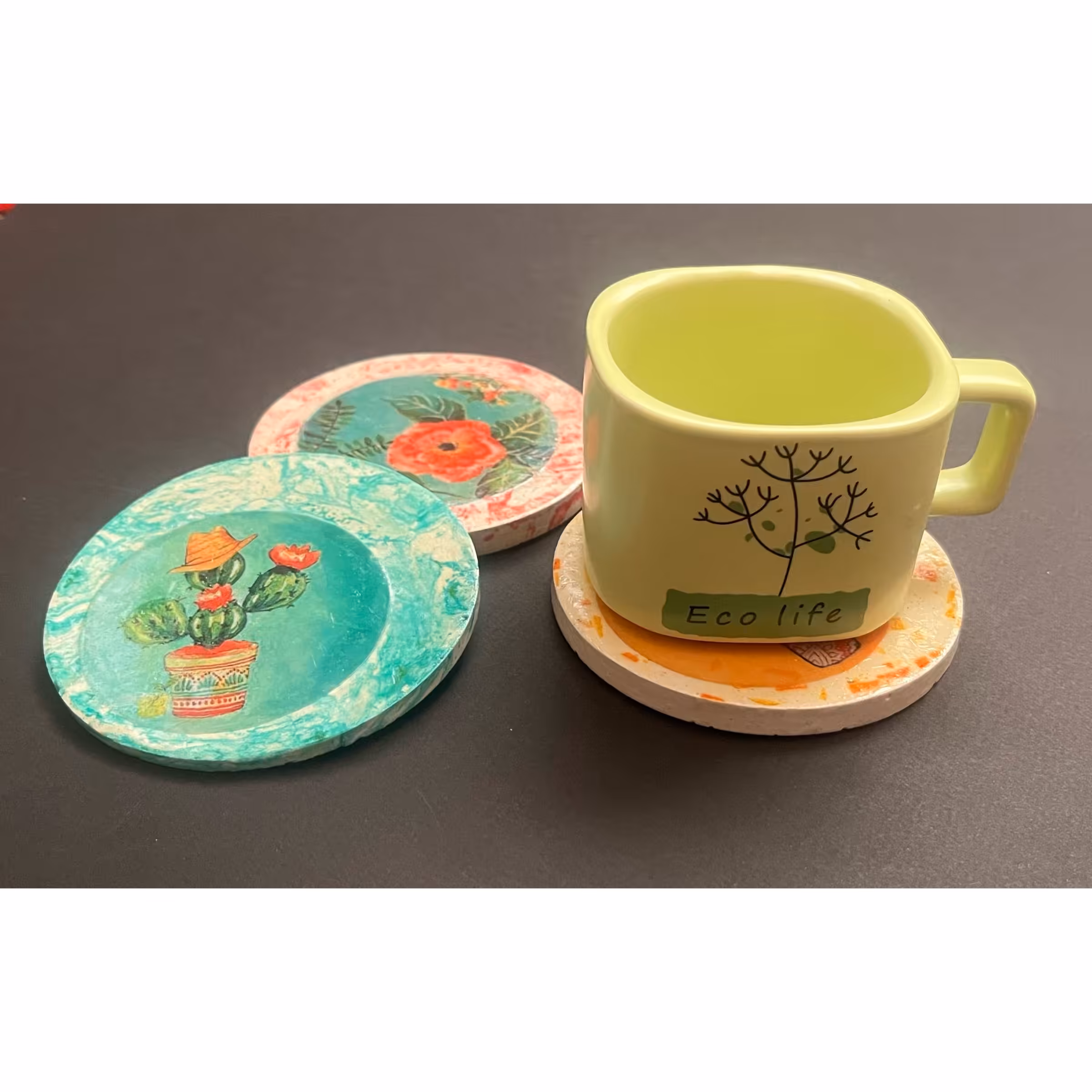 زیر لیوان طرح دار قابل شستشو 