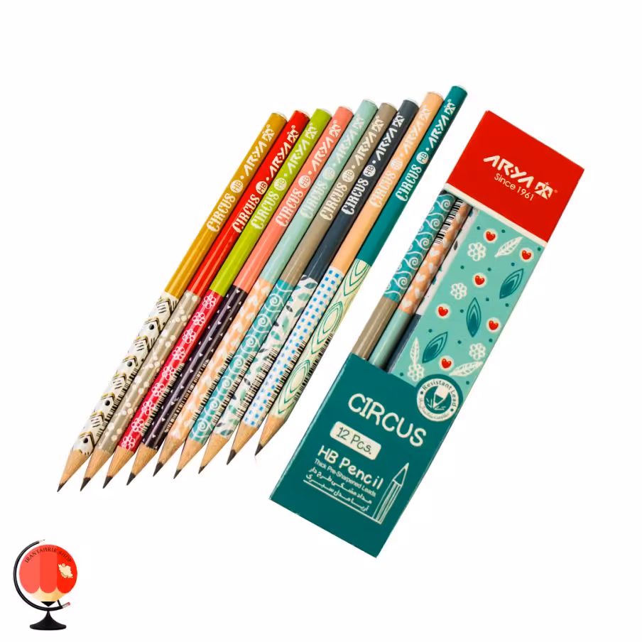 مداد مشکی طرح سیرک آریا بسته 12 عددی