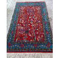 فرش دستباف درختی 3متری - چله و گل ابریشم - کد 1/54