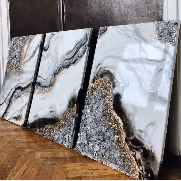 تابلو 3 تکه رزین و کریستال نردبام آسمان مدل GP01 به ابعاد  50 در 90