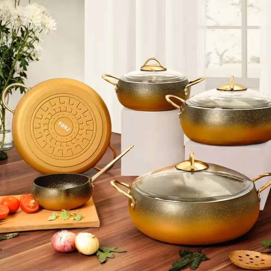 سرویس قابلمه فورج 9پارچه مدل انتیک (خمره ای)