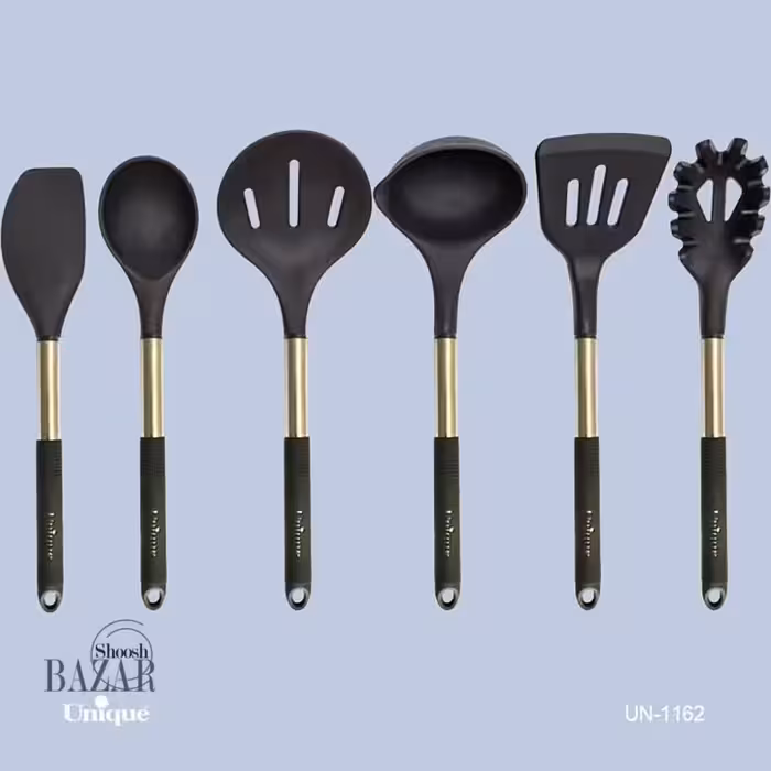 ست کفگیر و ملاقه سلیکونی استیل یونیک 1162