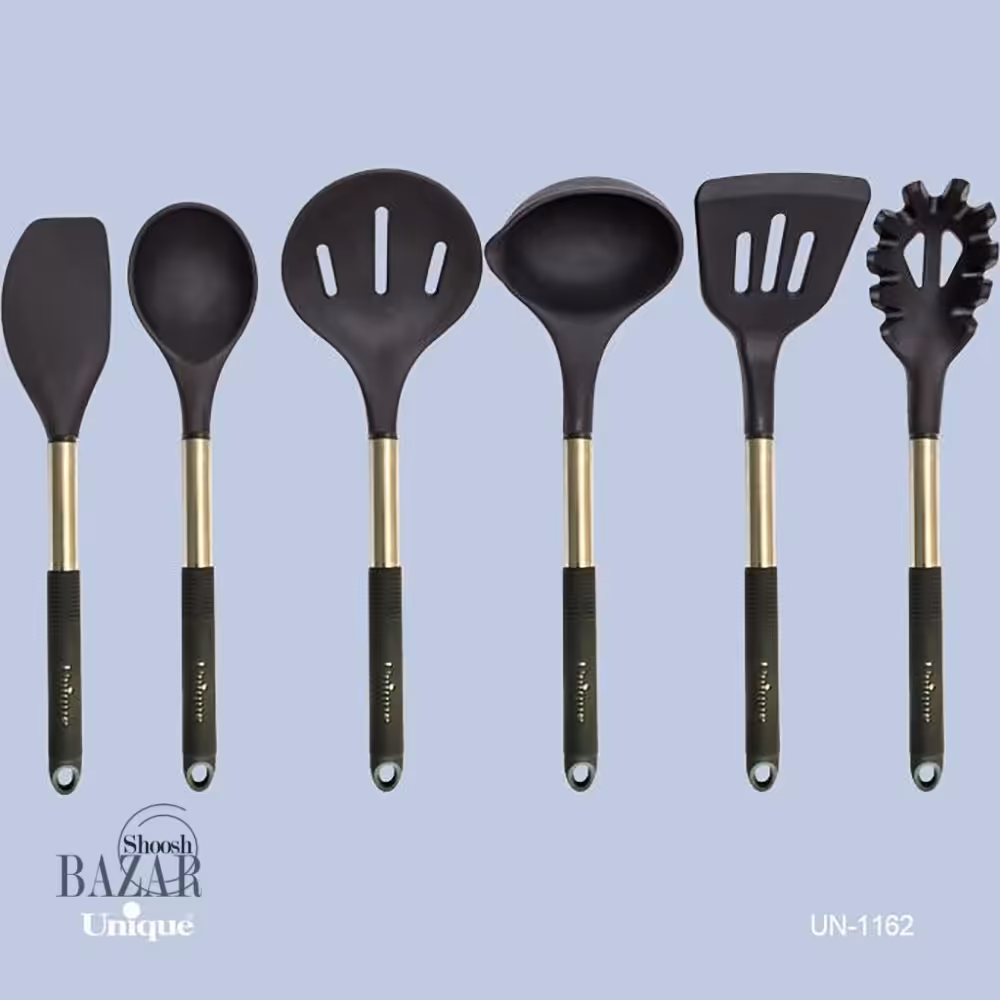 ست کفگیر و ملاقه سلیکونی استیل یونیک 1162