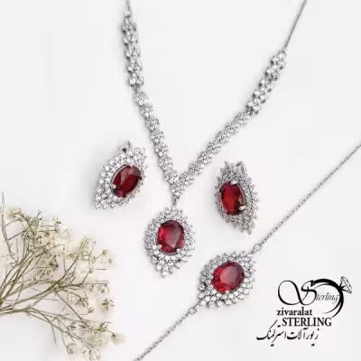 سرویس نقره ایتالیا طرح یاقوت سرخ عیار925 کد 16786