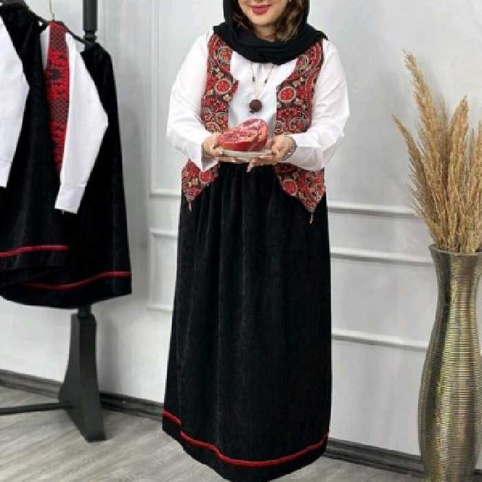 سه تیکه جلیقه تافته دامن مخمل درجه یک و شومیز تترون الهه (ویژه یلدا)