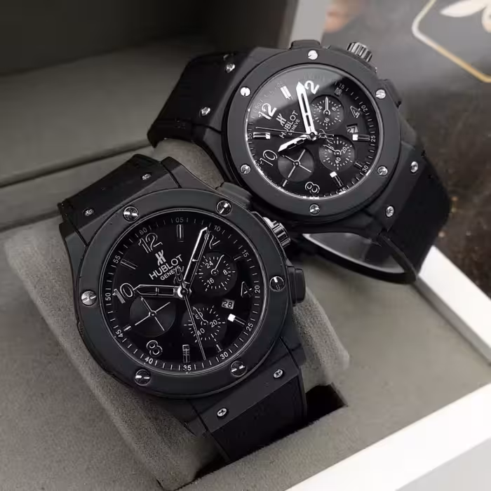 ساعت ست طرح هابلوت مردانه و زنانه بند رابر( لاستیک) روکش دار بدنه فلزی