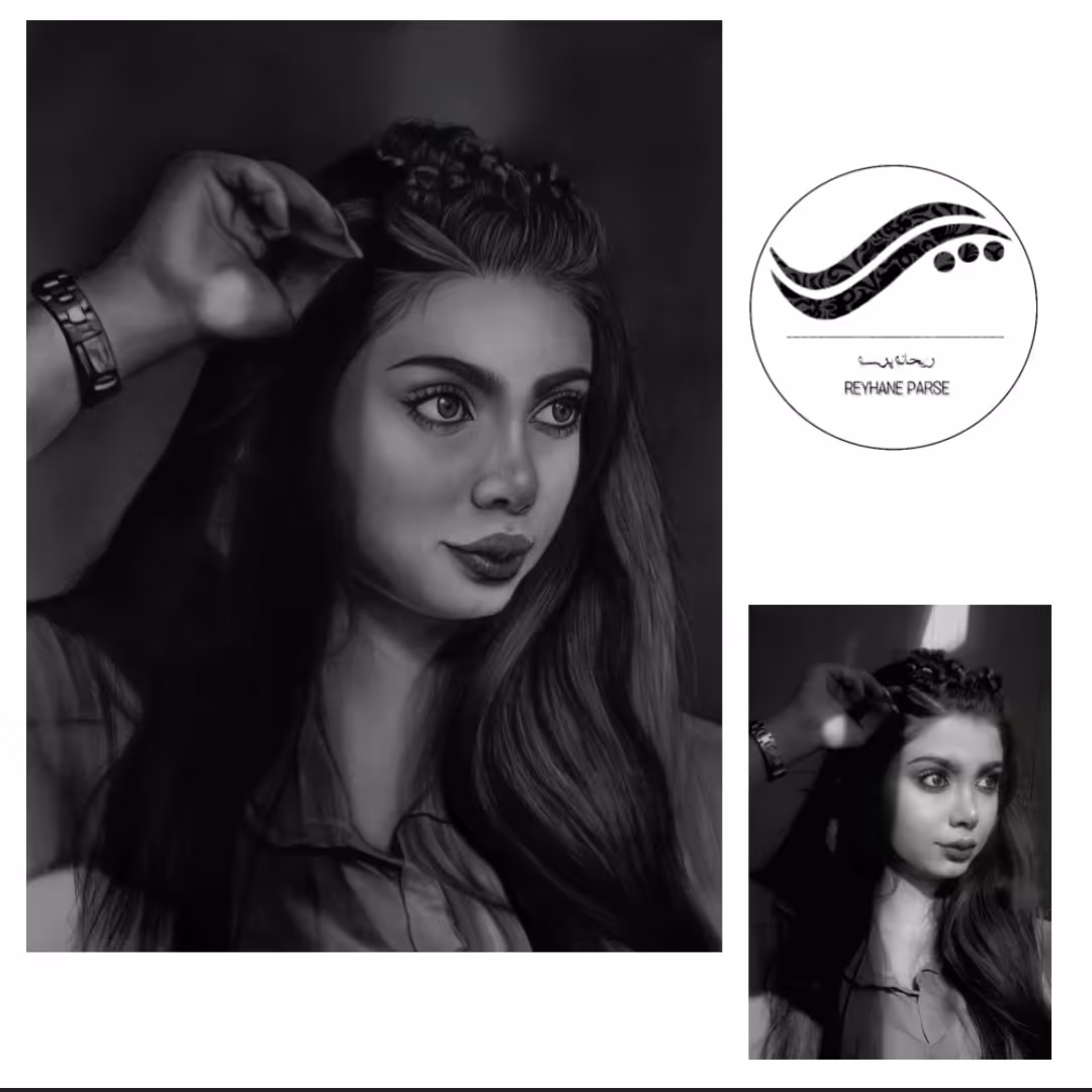 طراحی چهره  سیاه قلم