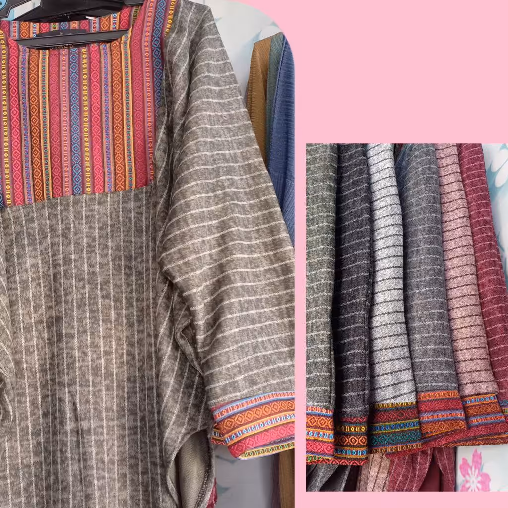 تونیک  پاییزه قواره دار تا 56 می خوره گرم کیفیت عالی دورنگ صورتی و نوک مدادی