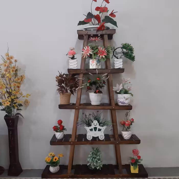 استند گل چوبی مدل سرو هرمی پنج طبقه 160 در 120