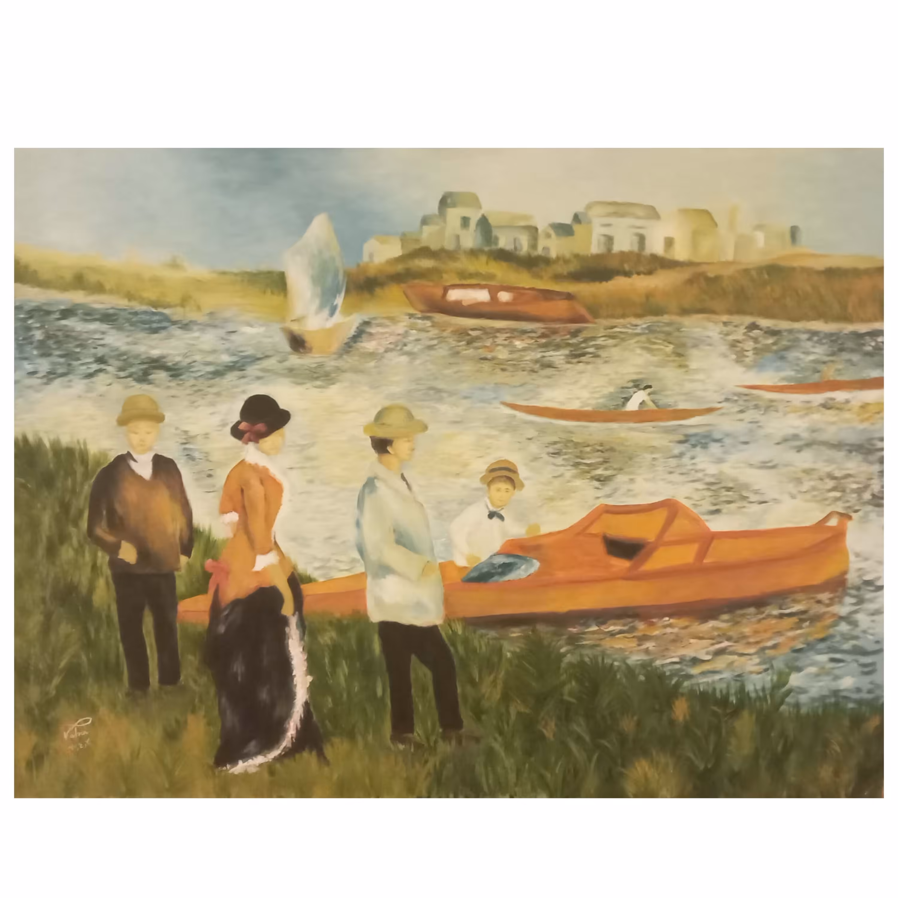 تابلو رنگ روغن مدل قایقرانی  ابعاد 85 در 55 