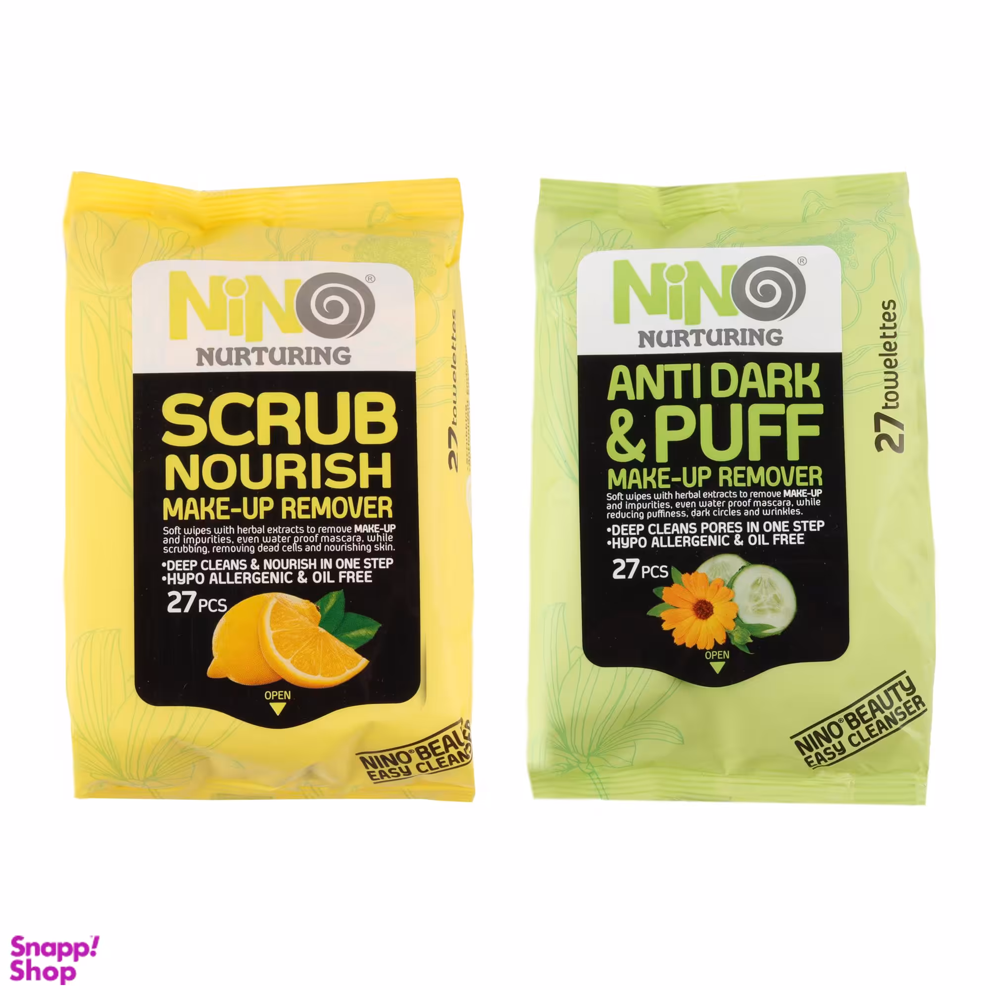 دستمال مرطوب مدل Lemon بسته 27 عددی به همراه دستمال مرطوب مدل Cucumber بسته 27 عددی نینو (Nino)