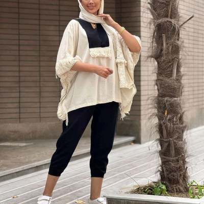 پانچ و شلوار زنانه لنین مدل ماهک