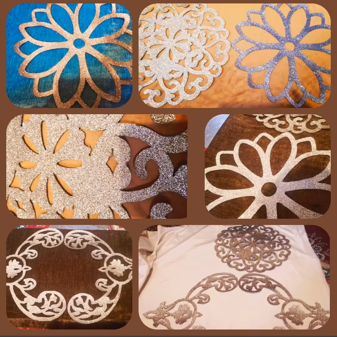 رومیزی و دو عدد روعسلی  با چرم اکلیلی ومخمل 