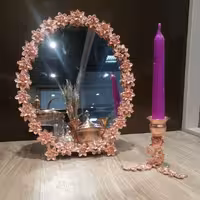 آیینه شمعدان مسی گلدار