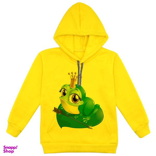 هودی دخترانه مدل قورباغه F140 رنگ زرد