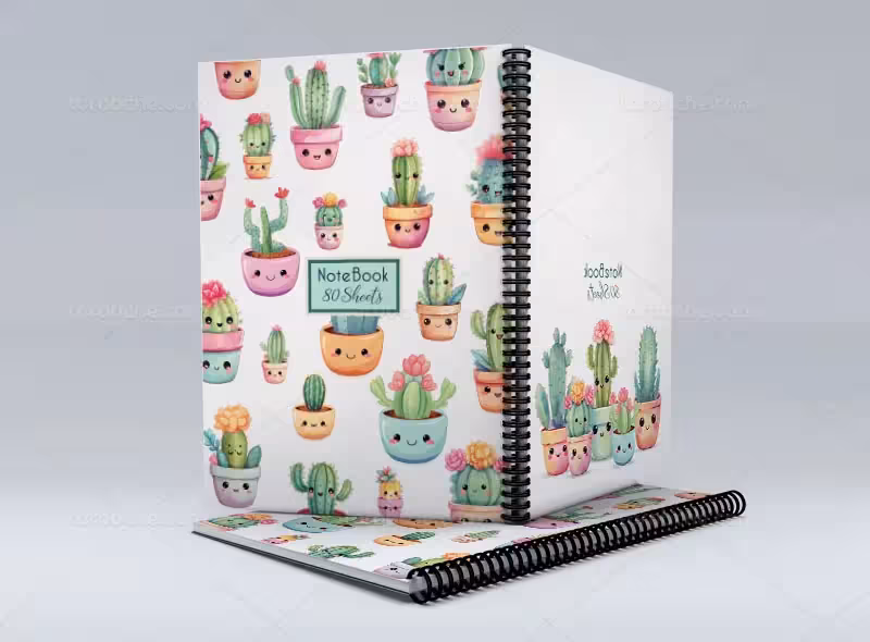 طرح لایه باز جلد دفتر کاکتوسی | گرافیک با طعم تربچه